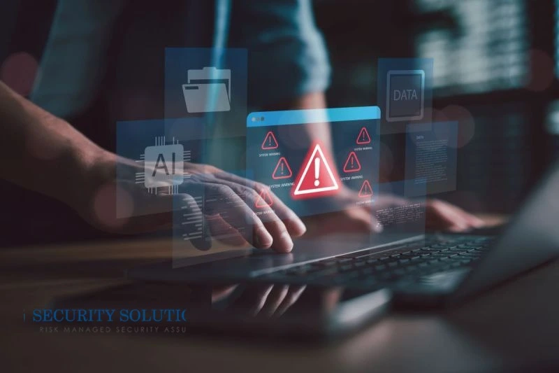 AI Cyber Attacks concept showing hacker, digital threat and cybersecurity risk