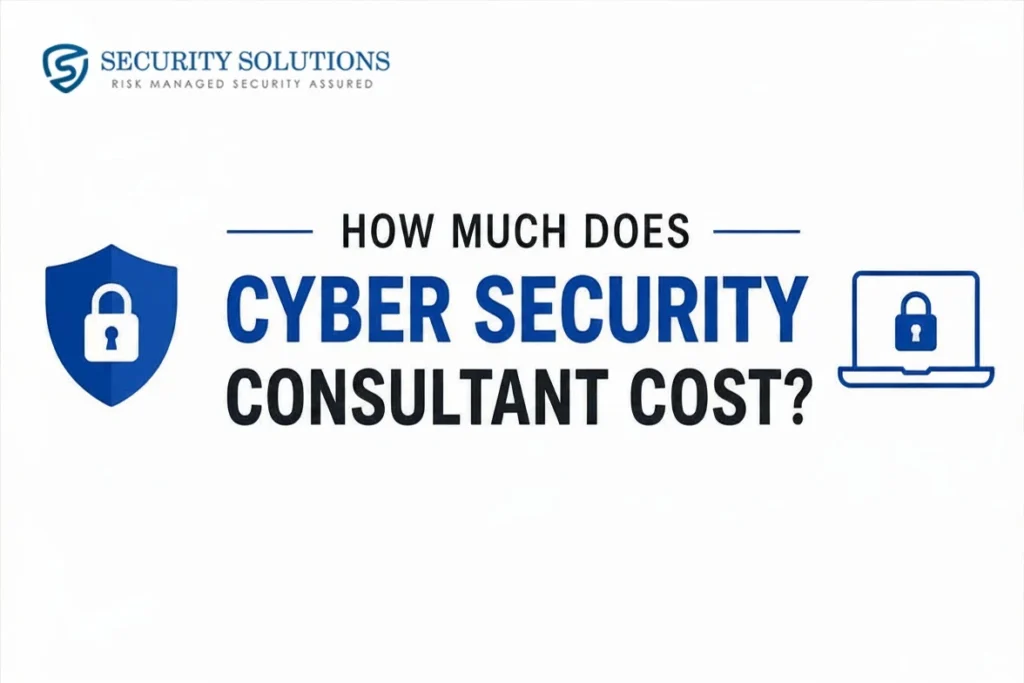 How Much Does a Cyber Security Consultant Cost? Security shield and laptop lock illustrating cybersecurity consulting services and pricing.