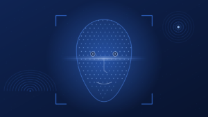 Biometric Processing Privacy Code compliance illustration of a facial recognition scan mesh