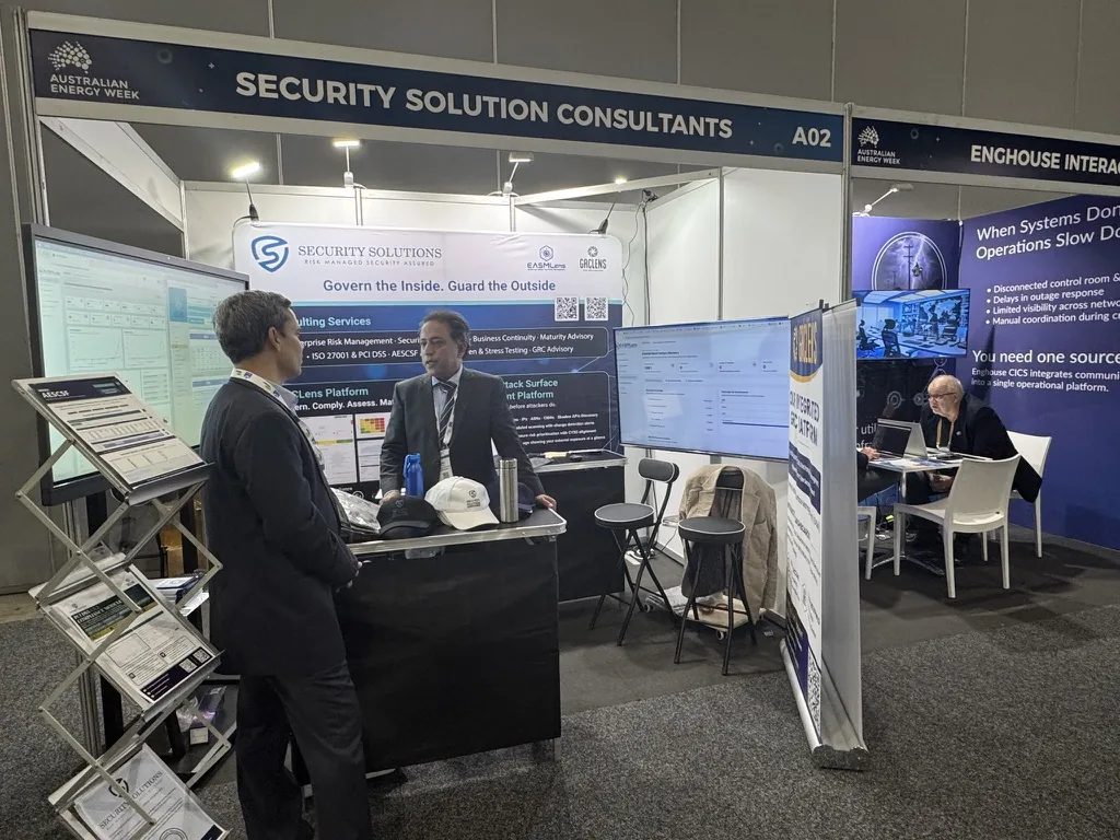 Security Solution Consultants stand A02 at Australian Energy Week 2026, Melbourne Convention and Exhibition Centre
