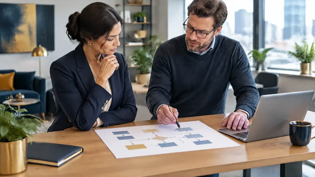 A privacy officer and a data scientist review an automated decision-making process for privacy policy disclosure.