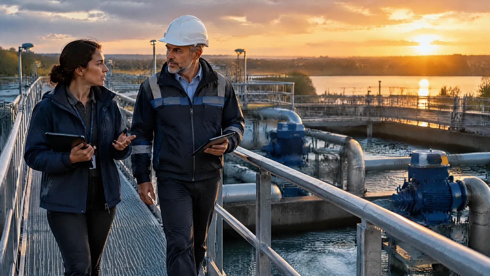 A cyber security manager and a plant manager discuss operational resilience at a pumping station.