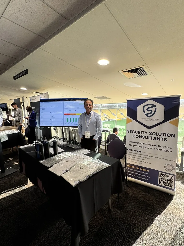 Security Solution Consultants stand at the CyberGov Leaders' Summit NZ 2026 in Wellington