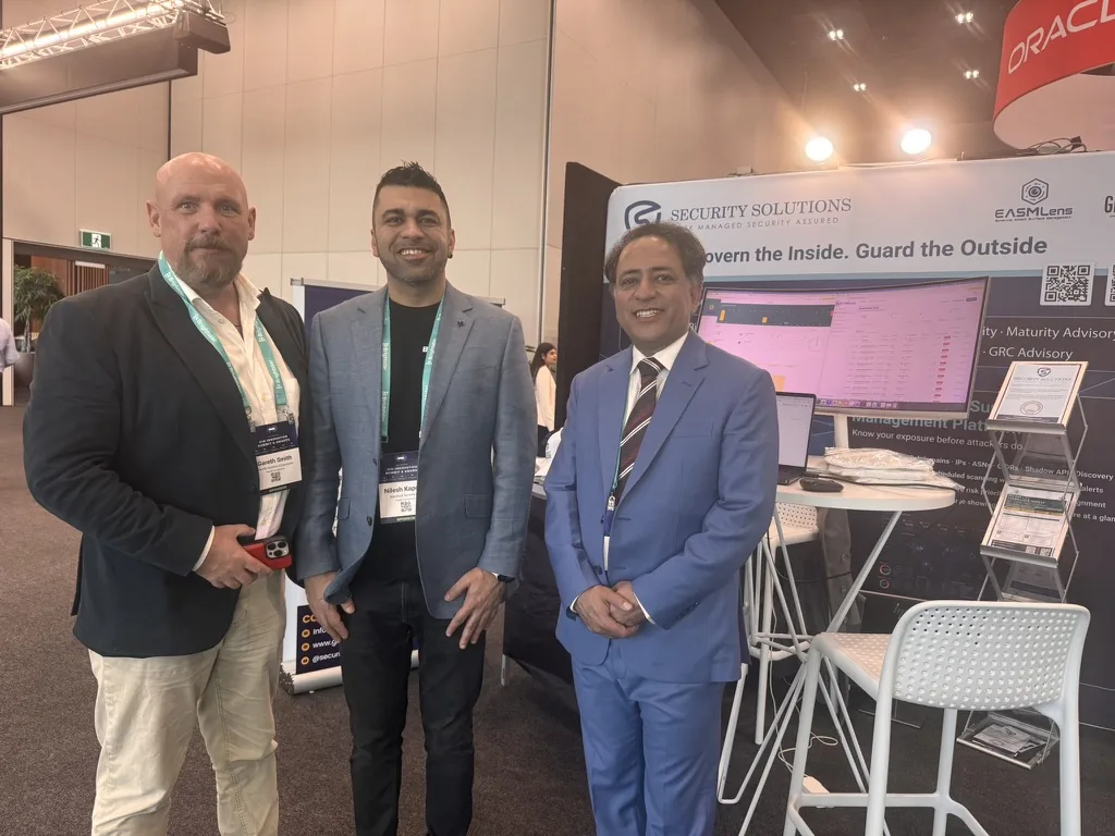 Delegates at the Security Solution Consultants kiosk at the NZ CIO Innovation Summit 2026, NZICC Auckland